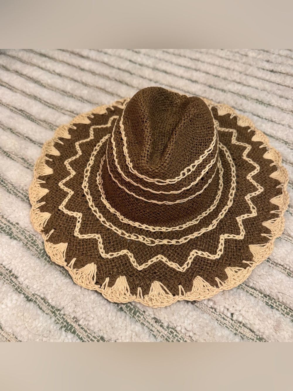NWT August Hat Company Brown Straw Lacy Cowgirl Sun Hat - One Size